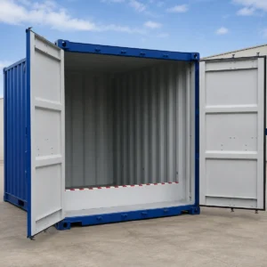 10ft used cargo worthy raised bunded store, blue, Lowood QLD