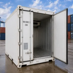 10ft used reefer container cargo worthy for sale - PTI tested, white exterior, stainless steel interior, CSC plated, available in Australia