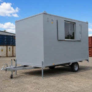 16ft steel mobile anti-vandal office cabin wheeled single axle — Australia