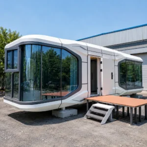 2 bedroom aluminium capsule cabin curved roof full glazing — Australia