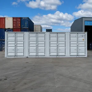 40ft high cube double door shipping container with cargo doors at both ends — one-trip, Cor-Ten steel, dispatched from Lowood QLD, Australia