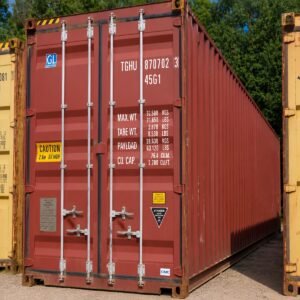 40ft used high cube wind and watertight shipping container for sale - stock ref 2522, Cor-Ten steel, marine ply floor, lockable double doors, Lowood QLD, Australia