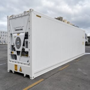 40ft new one-trip pharmaceutical reefer container for sale - Thermo King Magnum Plus, R452A refrigerant, stainless steel interior, panic alarm, safety door, 50ft power cable, Lowood QLD, Australia