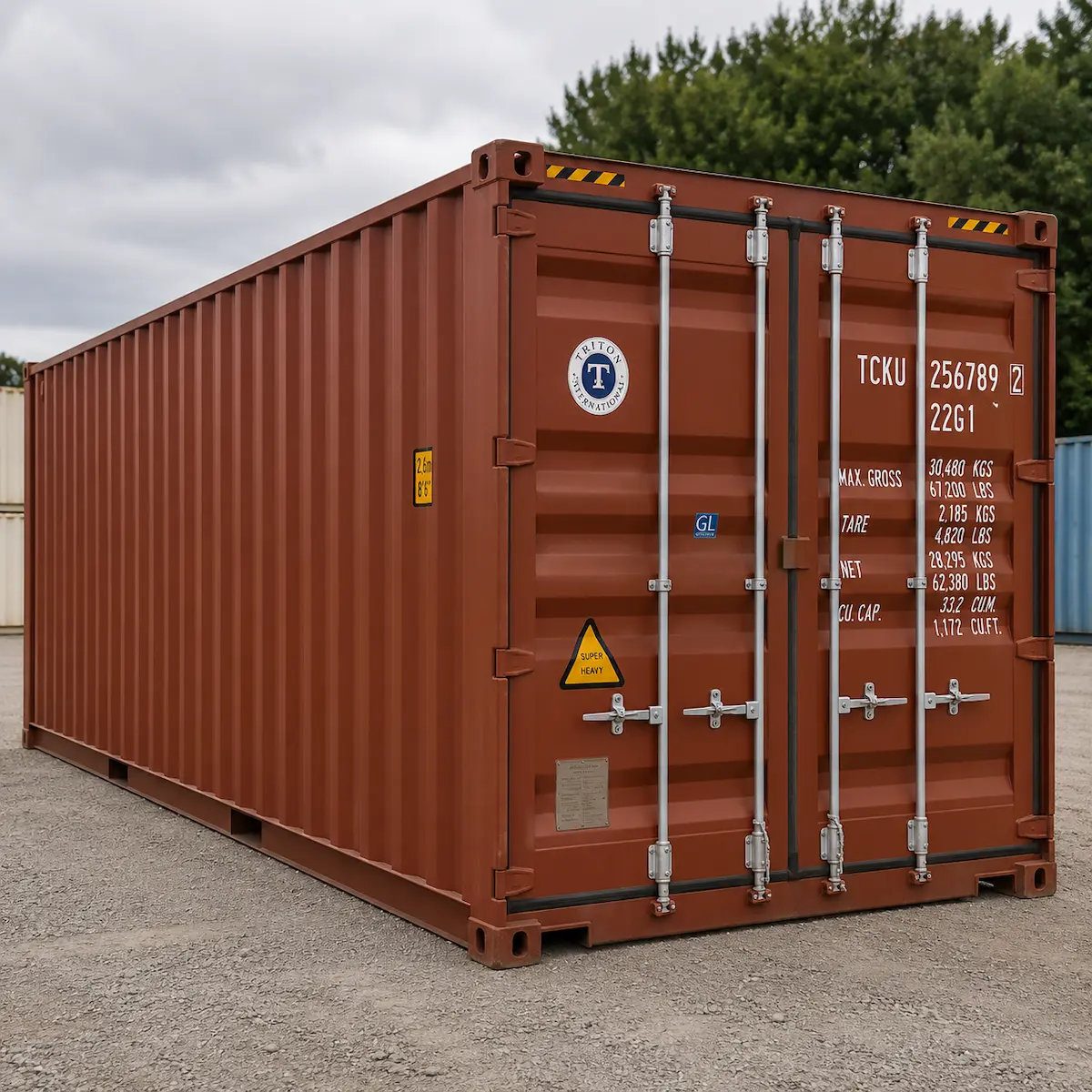 40ft new one-trip high cube shipping container for sale - red brown, 2021 build, Cor-Ten steel, marine ply floor, lockable double doors, dispatched from QLD, Australia