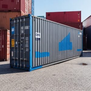 40ft used standard wind and watertight shipping container for sale - blue, stock ref 2988, direct ship, surface rust and wear, 67.7m3, Lowood QLD, Australia
