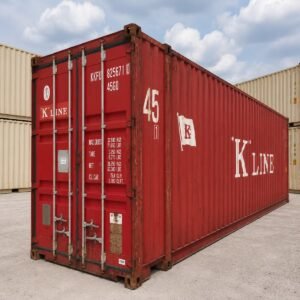 45ft used high cube wind and watertight shipping container for sale - red, direct ship, surface rust and wear, 86m3, 9'6 height, Lowood QLD, Australia