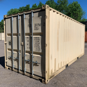 20′ x 8′ x 8.5′ Tall– Wind and Watertight **Off Rent** Used Shipping / Storage Container – Beige