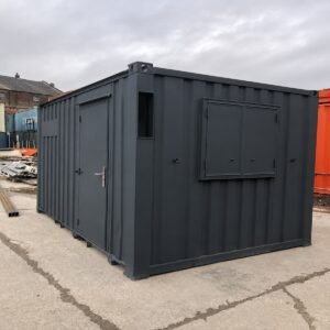 12ft x 8ft anti-vandal canteen cabin with steel shutters, corner post design for sale in Australia.