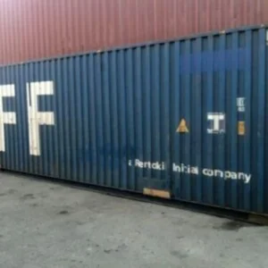 Blue 40ft used shipping container with double cargo doors and lockbox, stock 2506