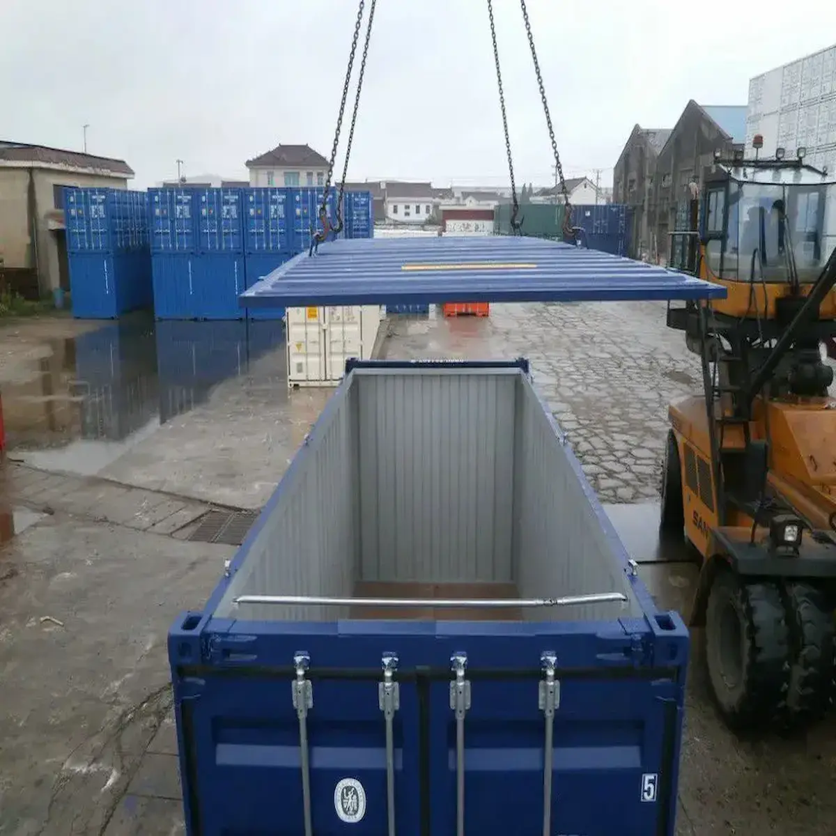 blue 20ft hardtop open top new removable steel roof for sale | Aus Container Stands